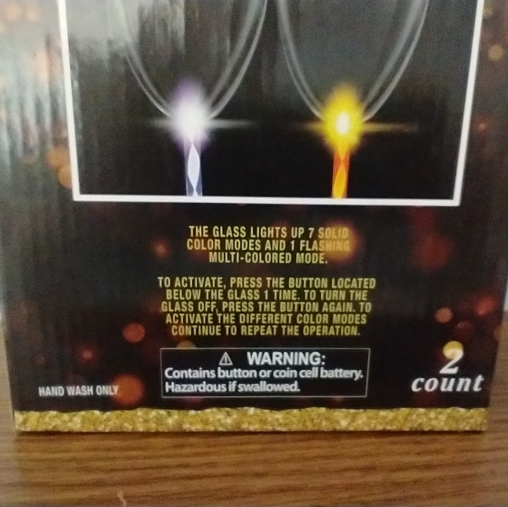 NIB LED Plastic Wine Glasses , 2 Count - Picture 3 of 5